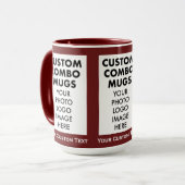 Mug Maroon 4:6 Frame 3 x Photo Text Large Custom Combo (Devant gauche)