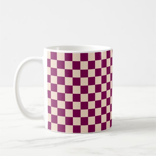 Mug Maroon and beige checkerboard pattern (Gauche)