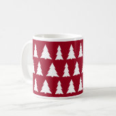 Mug Maroon de Noël moderne Motif d'arbre blanc (Devant gauche)