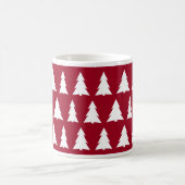 Mug Maroon de Noël moderne Motif d'arbre blanc (Centre)