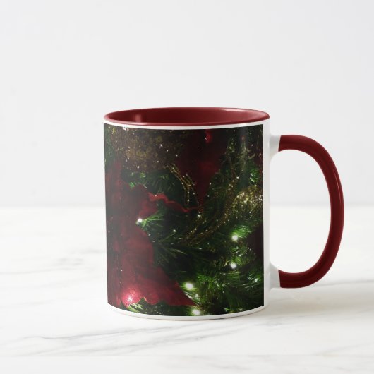 Mug Maroon et Arbre de Noël d'or I Photo de vacances (Droite)