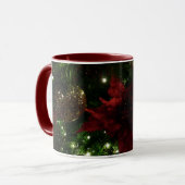 Mug Maroon et Arbre de Noël d'or I Photo de vacances (Devant gauche)