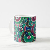 Mug Maroon et Cercles Turquoise Ovales Art original (Devant gauche)