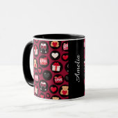 Mug Maroon Love Pattern (Devant gauche)
