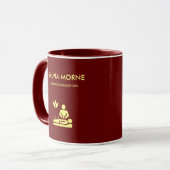 Mug Maroon moderne spa jaune silhouette (Devant gauche)