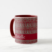 Mug Maroon motif décoratif gris victorien (Devant gauche)