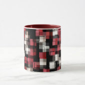 Mug Maroon noir blanc Abstrait plaid (Centre)