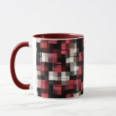 Mug Maroon noir blanc Abstrait plaid (Gauche)