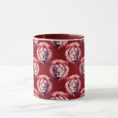 Mug Maroon Pink Lion Head Design  (Centre)