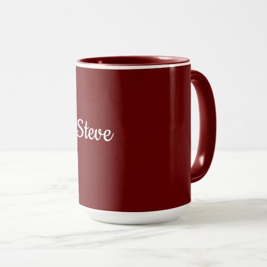 Mug Maroon-Red Template, white text, (Devant droit)
