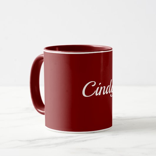 Mug Maroon-red, white text, TEMPLATE, (Devant gauche)