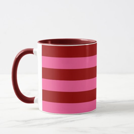 Mug Maroon Rouge rose rayures Design (Gauche)