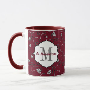 Mug Maroon stéthoscopes Médicales pour le nom des méde