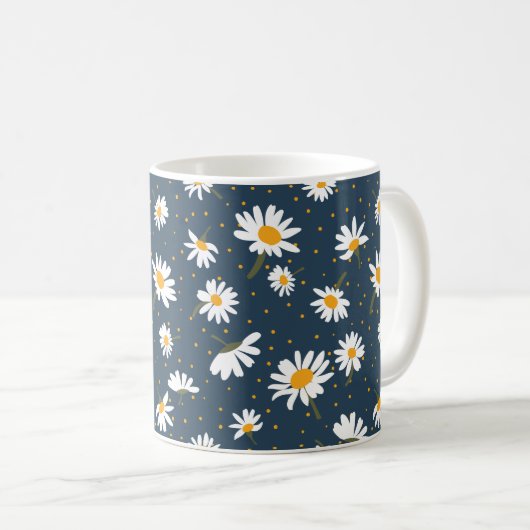 Mug Marque classique de marguerite jaune blanc (Devant droit)