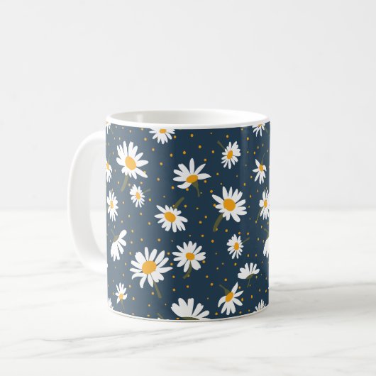 Mug Marque classique de marguerite jaune blanc (Devant gauche)
