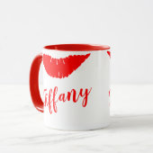 Mug Marque de rouge à lèvres votre nom (Devant gauche)