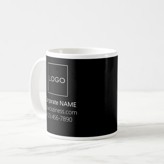 Mug Marque du logo de l'entreprise Noir Blanc (Devant gauche)