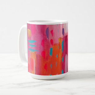 Mug Marques de pinceau rose et orange Abstraites