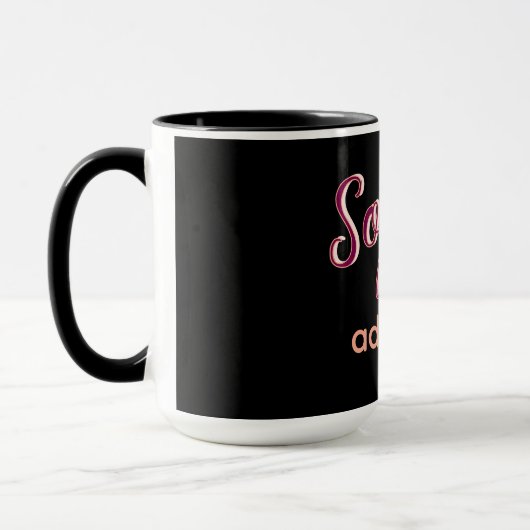 Mug marron ajouter nom fille patron texte noir élégant (Gauche)