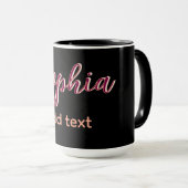 Mug marron ajouter nom fille patron texte noir élégant (Devant droit)