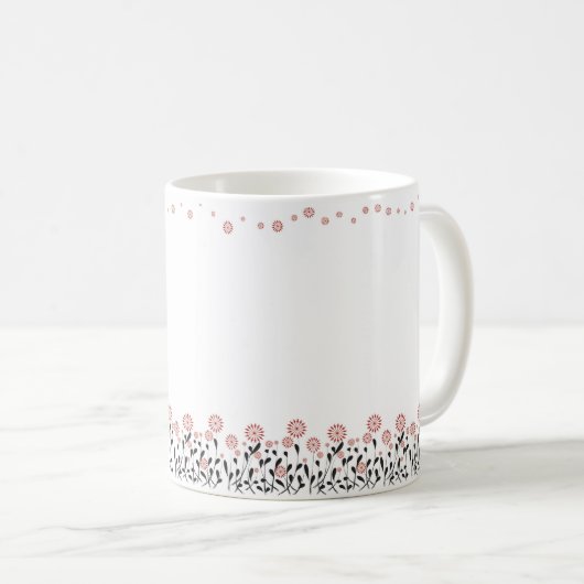 Mug marron floral blanc hiver classique mule (Devant droit)