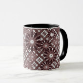 Mug Marron, motif floral (Devant droit)