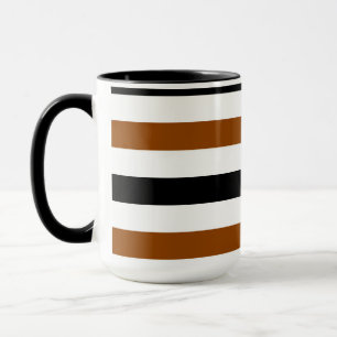 Mug Marron rayures noires et blanches design