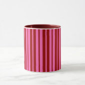 Mug Marron Rouge Rose Design à rayures (Centre)