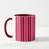 Mug Marron Rouge Rose Design à rayures (Gauche)