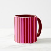 Mug Marron Rouge Rose Design à rayures (Devant droit)