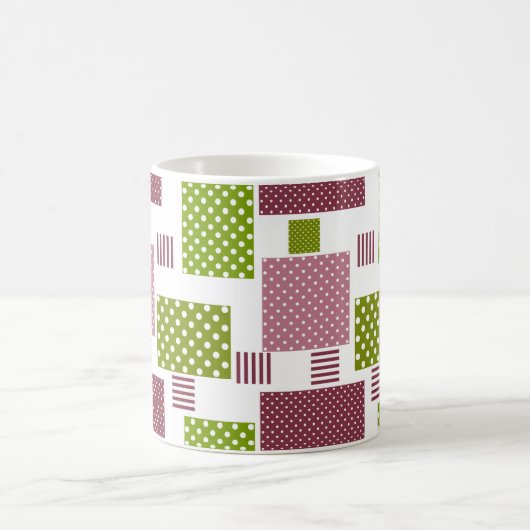 Mug Marron vert patchwork pois blancs dos (Centre)