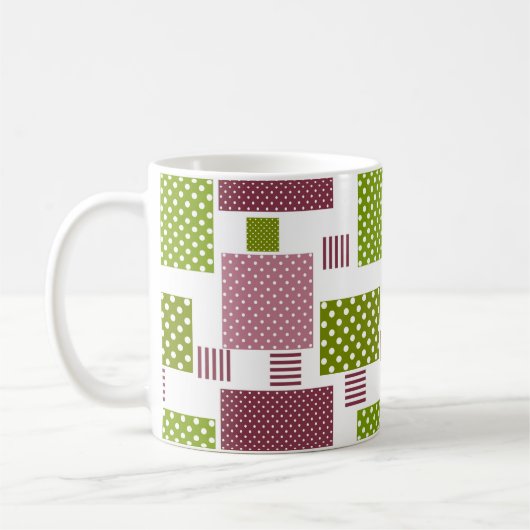 Mug Marron vert patchwork pois blancs dos (Gauche)