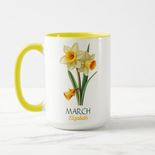 Mug Mars Anniversaire Daffodique Fleur de naissance pe (Gauche)