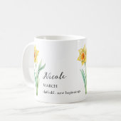 MUG MARS DAFFODIL NAISSANCE FLEURS MOIS NOM CADEAU (Devant gauche)