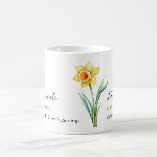 MUG MARS DAFFODIL NAISSANCE FLEURS MOIS NOM CADEAU (Centre)