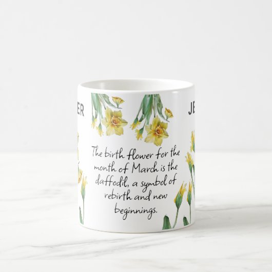 Mug Mars Fleur de naissance Daffodique Ajouter un nom (Centre)