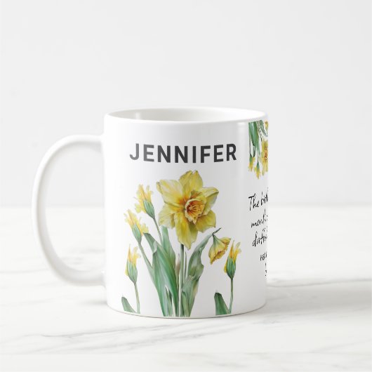Mug Mars Fleur de naissance Daffodique Ajouter un nom (Gauche)