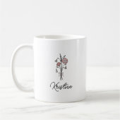 Mug Mars Fleur de naissance et nom élégant du script (Gauche)