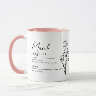 Mug Mars Mois de naissance Daffodique minimaliste