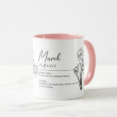 Mug Mars Mois de naissance Daffodique minimaliste (Devant droit)