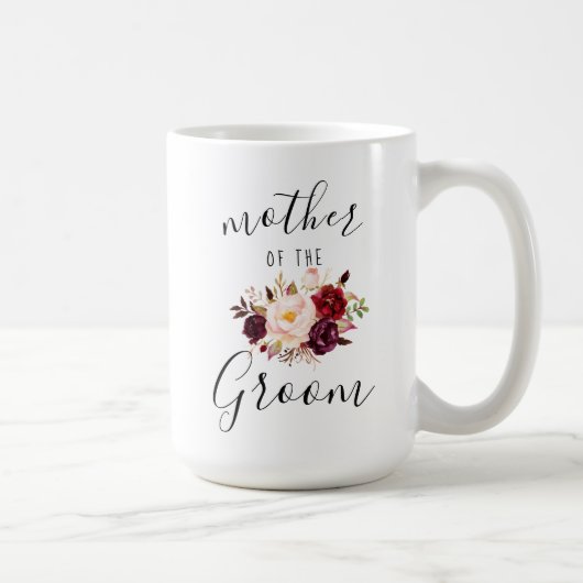Mug Marsala Blush rose Floral Mère de la salle 15oz (Droite)