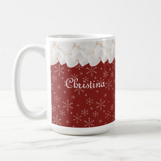Mug Marshmallows blancs de vacances et Snowflakes (Gauche)