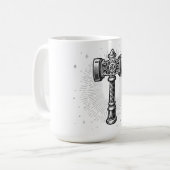 Mug Marteau de Thor Mjolnir noir et blanc (Devant gauche)