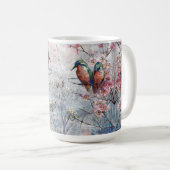 Mug Martin-pêcheurs joliment peints et fleurs (Devant droit)