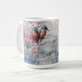 Mug Martin-pêcheurs joliment peints et fleurs (Devant gauche)