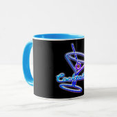 Mug Martini cocktail rétro néon panneau vintage bar (Devant gauche)