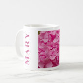Mug Mary, Hydrangée rose personnalisée Lettres florale (Devant gauche)