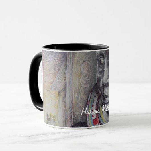Mug Masaï Mère & Enfant avec Lion Art Imprimer/Graphiq (Devant gauche)