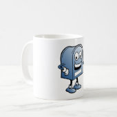 Mug Mascotte de boîte aux lettres joyeux bleu caractèr (Devant gauche)