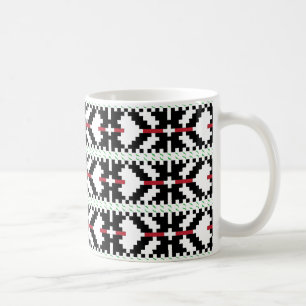 Mug Masculine Art populaire tribal letton noir et blan